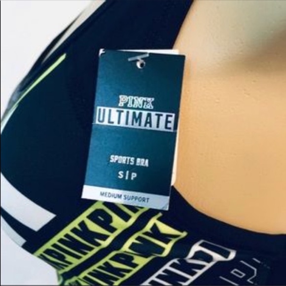 PINK Victoria’s Secret Logo Black Sports Bra - Picture 6 of 7